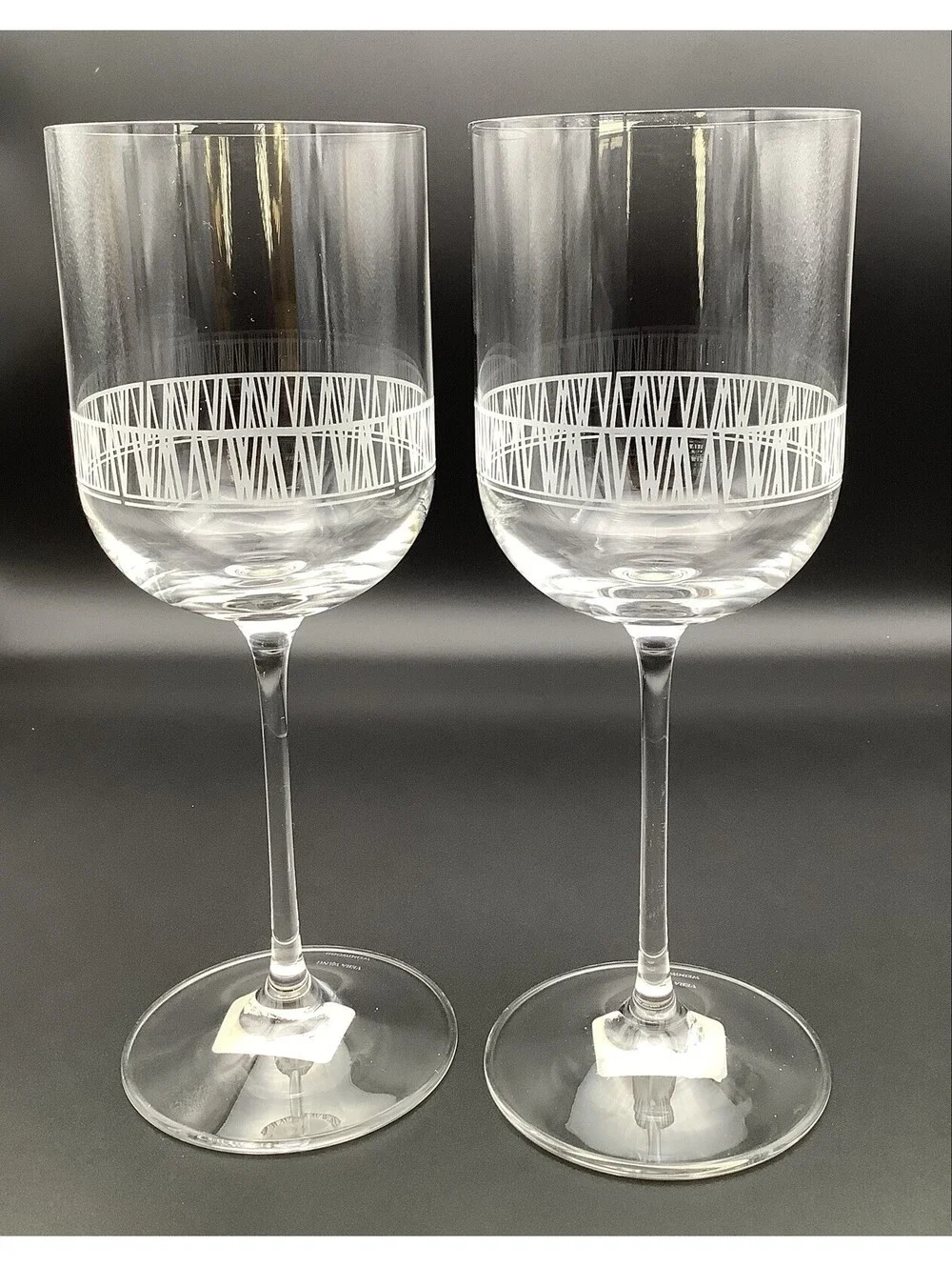 Wedgwood Vera Wang Modern Graphic Crystal Wine Glass Water Goblet *Set of 2*
